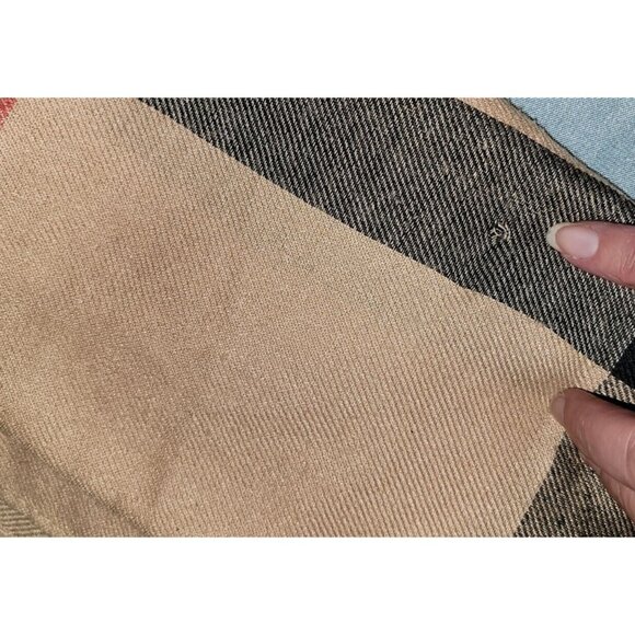 Plaid Fringe Shawl Scarf Beige & Black - Picture 5 of 5